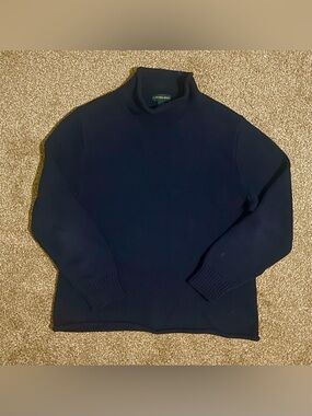 J Crew Always Sweater Navy Blue Roll Mock Neck Knit Oversized Cotton Baggy Y2K L